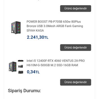 Vatan Bilgisayar Siparişimi 10 Gündür Kargoya Vermiyor