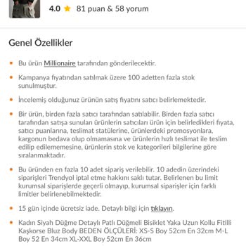 Millionaire Trendyol'dan Alınan Ürünün Sahte Bilgileri