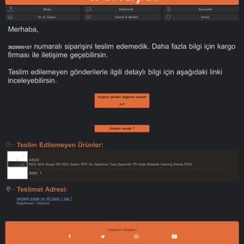 Aras Kargo'daki Kargom Teslim Edildi Denmesine Rağmen Teslim Edilmedi.
