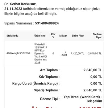 Lastiksa Lastik Siparişim Hala Kargolamadı