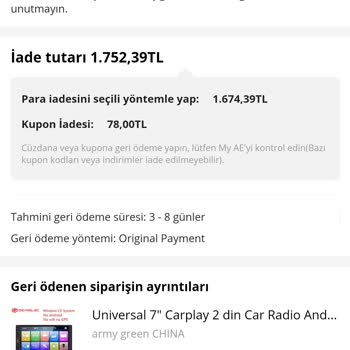 Aliexpress Çevrimiçi Alışveriş Sitesinde İade Süreci Sorunu