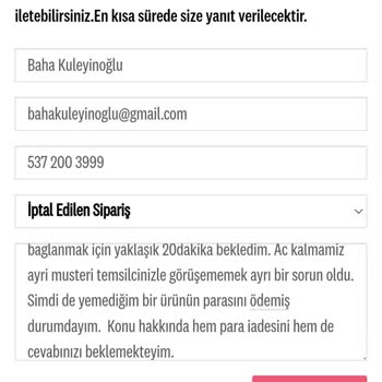 KFC Parası Alınıp Teslim Edilmeyen Sipariş