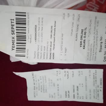 Yemeksepeti Eksik Ürün Teslimi