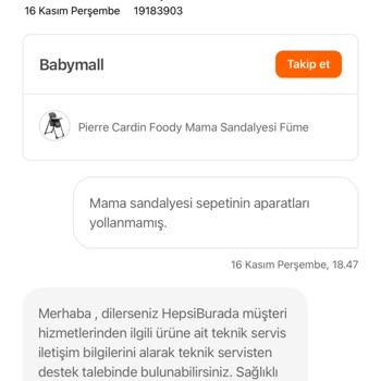Hepsiburada Minicadde İsimli Satıcının Eksik Parçayı Temin Etmemesi!