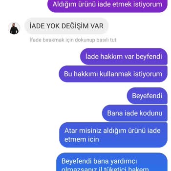 Bey'lik Kombin Aldığım Ürünü İade Etmek İstiyorum