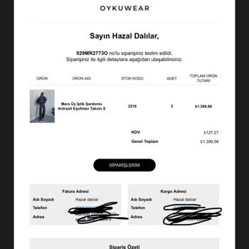 Oyku Wear Siparişim Bir Aydır Ulaşmıyor