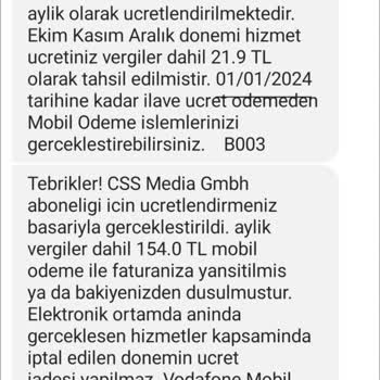Haberim Olmadan Css Media Gmbh Vodafone Hesabımdan Abonelik Yapmış