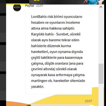 Lordbahis Çekimi Reddedip Bakiyemi Sildi.