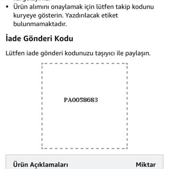 Amazon Adresimden İade Problemi