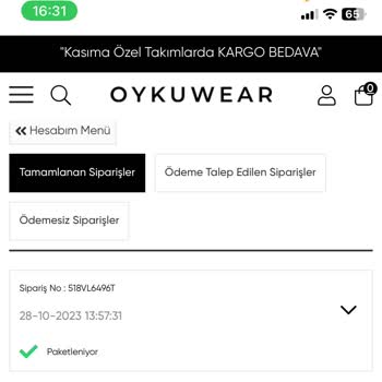 Oykuwear Ürünlerimi Göndermeden Teslim Edildi Gösteriyor