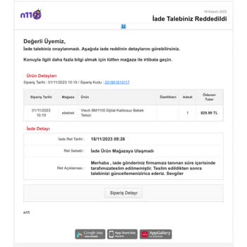 N11 Ebebek Bebek Telsizi Siparişi