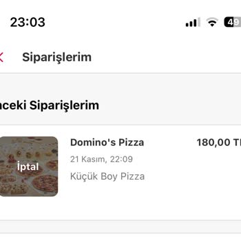 Domino's Bilgim Dışında Olan Sipariş İptali