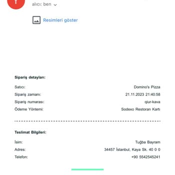 Domino's Bilgim Dışında Olan Sipariş İptali