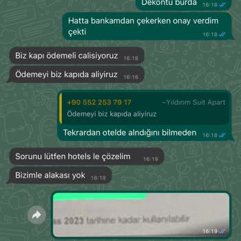 Yıldırım Suit & Apart & Otel Otele Ekstra Ücret Sorunu