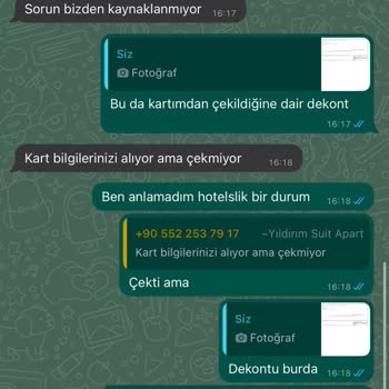 Yıldırım Suit & Apart & Otel Otele Ekstra Ücret Sorunu