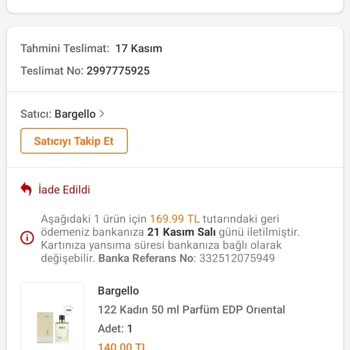 Trendyol Ürünüm Keyfi İptal Edildi.