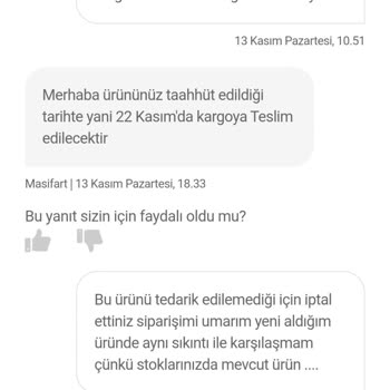 Masifart Mobilya Ürünüm İptal Edildi