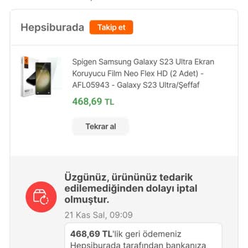 Hepsiburada Stok Tedarik Sorunu Yalanı İptal Edilen Ürün