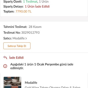 Modalife Mobilya Firması Alıcısını Mağdur Ediyor