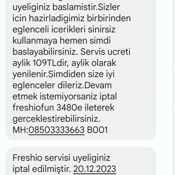 Freshio Fun Haksız Faturalandırmaya İtiraz!
