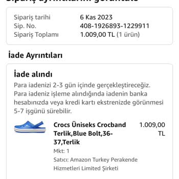Amazon İade Ücretini Yatırmıyor.