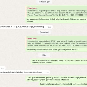 Perde.com Siparişim Teslim Edilmiyor. Para İadesini De Yapmıyor.