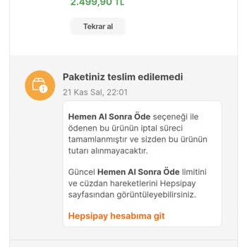 Hepsiburada Kendi Kafasına Göre İade Ediyor