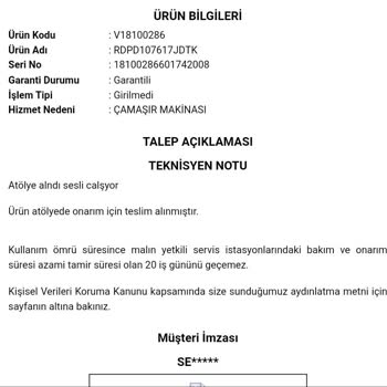 Çamaşır Makinesi Vestel Çözüm Yerine Mağduriyet