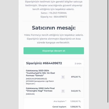 Yıldız Forma Siparişim Kargolanmadı Ve Bilgi Alamıyorum!