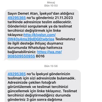 İpekyol Ve Kolay Gelsin Kargo Firması Mağduriyet