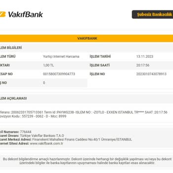 VakıfBank İzinsiz Ödeme Yapma