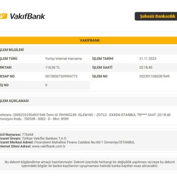 VakıfBank İzinsiz Ödeme Yapma