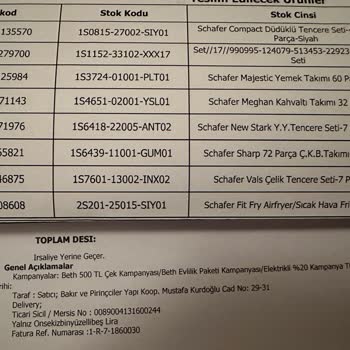 Schafer Sattığı Ürünü Gönderemiyor!