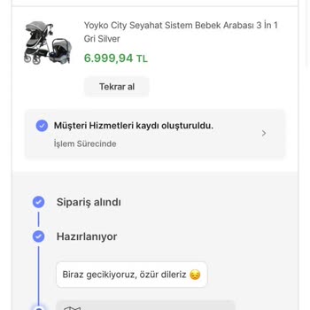 Hepsiburada'dan 15 Kasımda Sipariş Verdiğim Bebek Arabasının Gecikmesi
