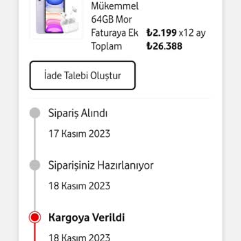 Vodafone Faturaya Ek Cihaz Kargoya Verilmiyor