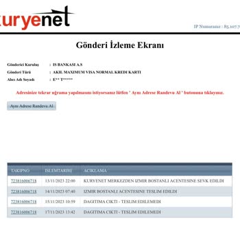 İş Bankası Bir Türlü Teslim Edilemeyen Zarf
