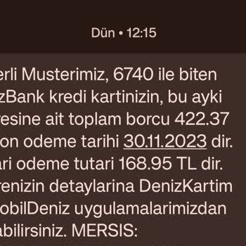 Denizbank Kart Aidatı Ücreti