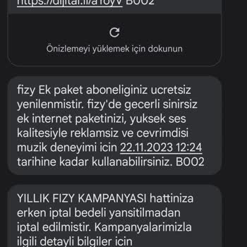 Turkcell Bitmeyen, İade Edilmeyen Fizy Abonelik Ücretleri
