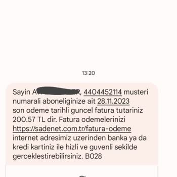 Sadenet 5 Günlük İnternet Faturası 200 TL
