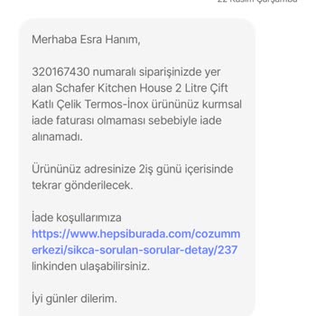 Satıcısının "Hepsiburada'nın" Olduğu Kusurlu Ürünün İadesini Yapmıyor