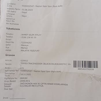 adidas Garantinin Ret Vermesi Ve İlgisizlik