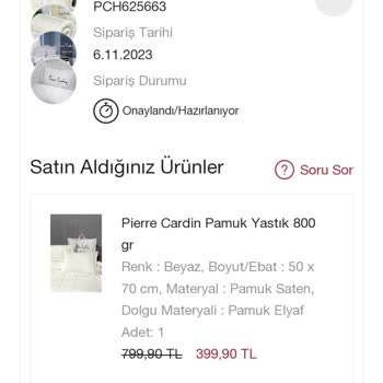 Pierre Cardin Home Siparişlerim Kargosu Yapılmadı