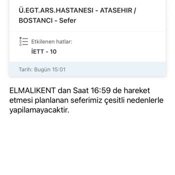 İBB - İstanbul Büyükşehir Belediyesi 10 Numaranın Sefer Saatlerinin İptal Edilmesi