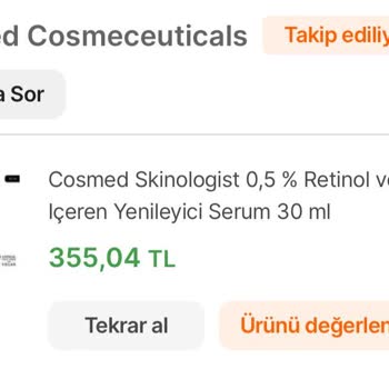 Cosmed Retinol Serum Yerine Farklı Bir Ürün Gönderiyor