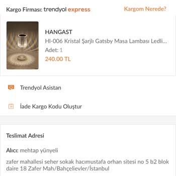 Trendyol Express CİMER Yetkililerine Ürün Şikayeti