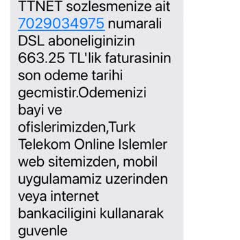 Benimle İlgisi Olmayan TTNET Fatura Borcu