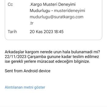 Sürat Kargo Teslim Edilmeyen Kargo