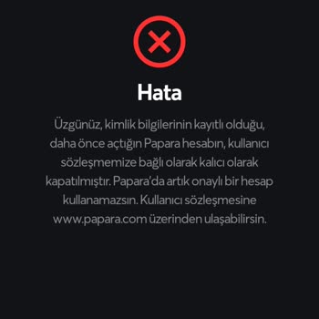 Papara Hata Bilgisi Veriyor!