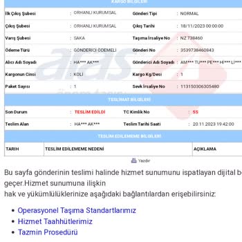 Aras Kargo Ürün Elime Ulaşmadı