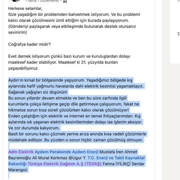 Aydem Perakende Sık Yaşanan Elektrik Kesintisi